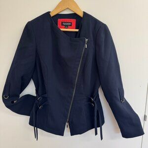 John Meyer Collection Women's Y2K Asymmetric Adjustable Classic Navy Blazer - 10